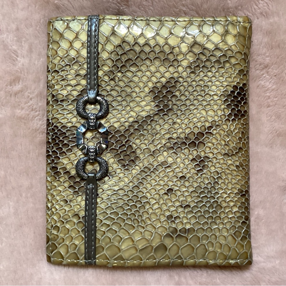 Brighton Leather Card Holder with Yellow Accents